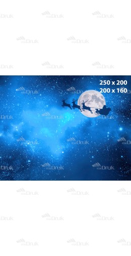Tło Świąteczne Boże Narodzenie – Nocne Niebo z Księżycem i Saniami Mikołaja B_1047