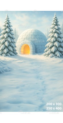 Tło fotograficzne – Igloo w zimowej scenerii B_1107
