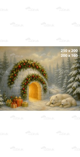  Tło fotograficzne – Igloo z niedźwiedziami polarnymi i prezentami  B_1108