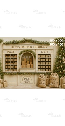 Tło fotograficzne – Poczta Świętego Mikołaja z paczkami i listami B_1110