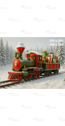 Tło fotograficzne – Świąteczna lokomotywa z prezentami  B_1116