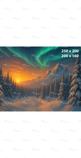 Tło fotograficzne – Zorza polarna nad zimowym krajobrazem górskim | B_1135