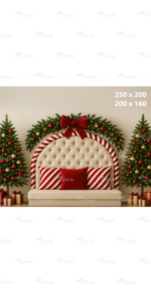 Tło fotograficzne – Świąteczna kanapa w stylu cukrowej laski B_1143