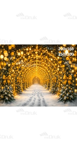 Tło fotograficzne – Złoty tunel z choinek | B_1174