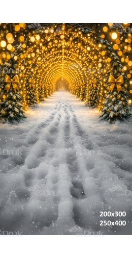 Tło fotograficzne – Złoty tunel z choinek | B_1174