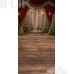 Świąteczne tło fotograficzne – elegancka scena z choinkami, latarenkami i kotarami | B_1238