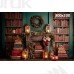 Tło świąteczne biblioteka z kominkiem i wieńcami | B_1327