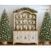 Tło fotograficzne Boże Narodzenie – Biały Kredens z Porcelaną i Choinki w Pastelach B_850