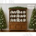 Tło fotograficzne Boże Narodzenie – Drewniany Kredens z Porcelaną i Choinki ( B_851