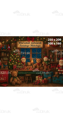 Tło fotograficzne Boże Narodzenie Warsztat Zabawek Świętego Mikołaja B_926