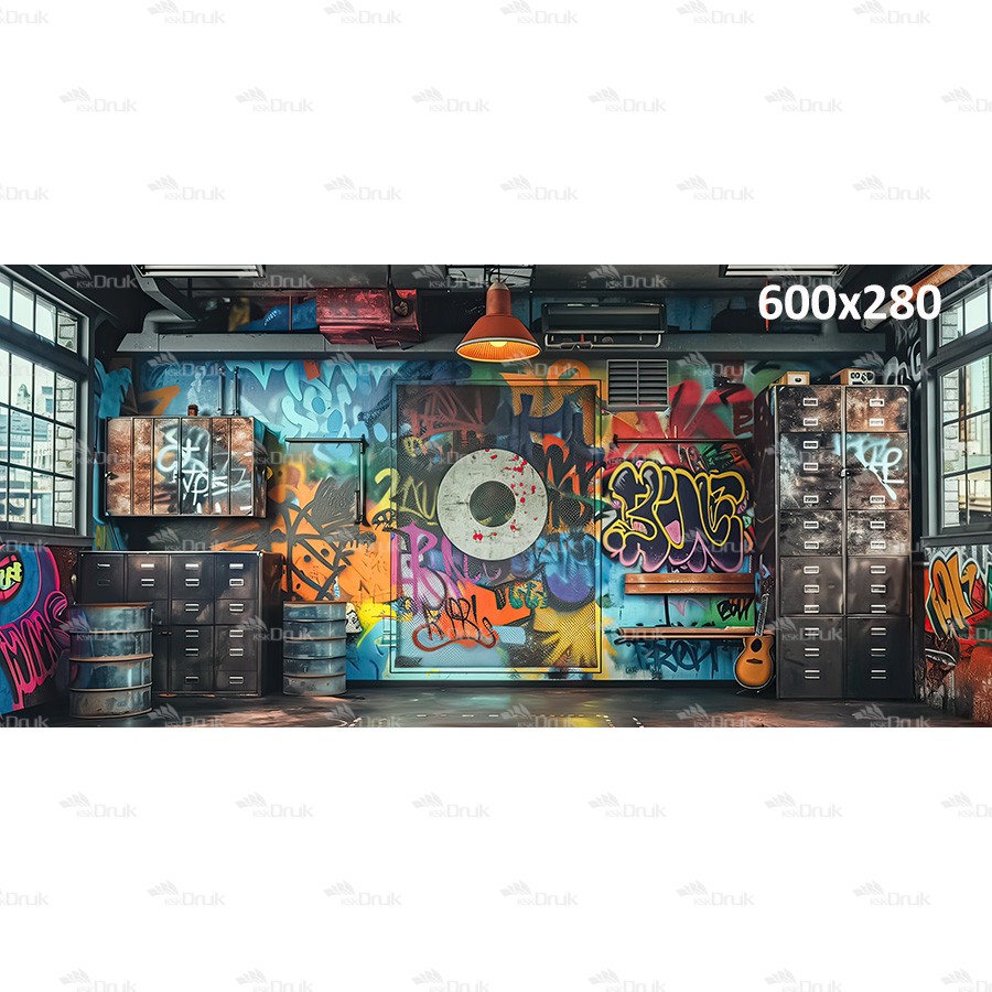 Tło fotograficzne „Studio street art – graffiti i industrialne wnętrze” | XXL_178
