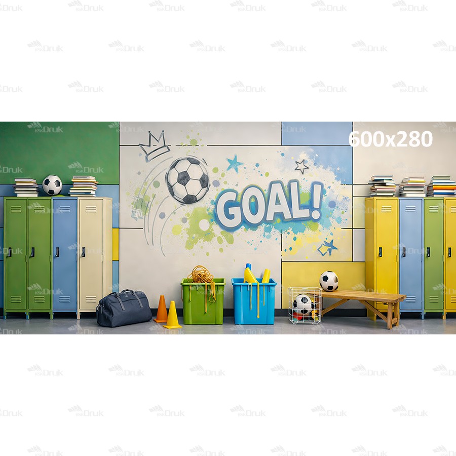 Tło fotograficzne „Szatnia piłkarska z napisem GOAL” | XXL_211