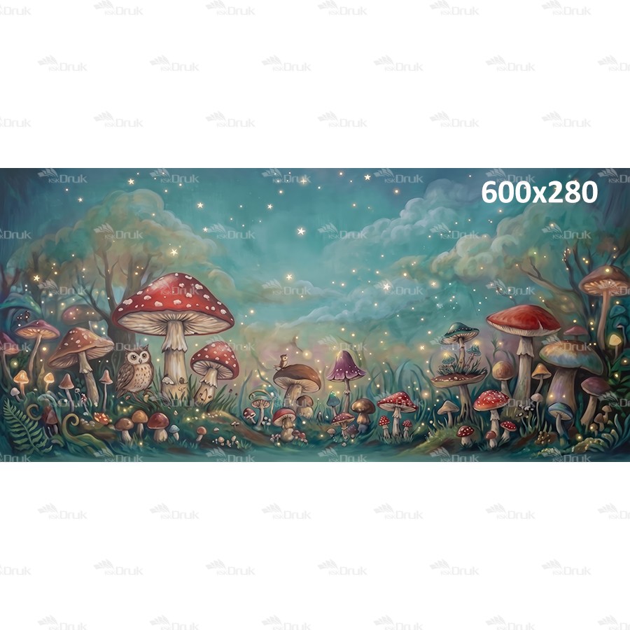 Tło fotograficzne „Magiczny las grzybów – bajkowa noc” | XXL_225