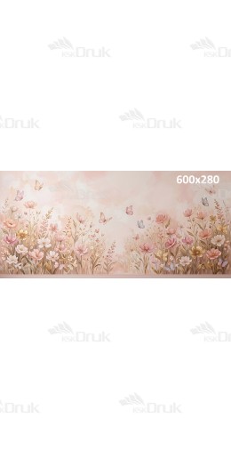 Tło fotograficzne „Pastelowa łąka kwiatów i motyli” | XXL_226
