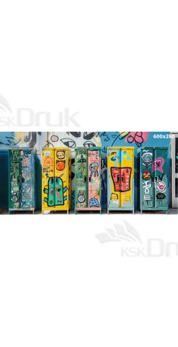 Tło fotograficzne XXL – kolorowe szafki z muralem graffiti | XXL_38