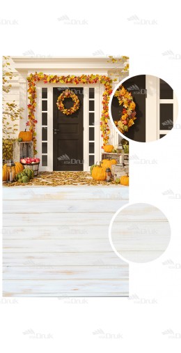  Tło fotograficzne 739 jesień, drzwi, dynie, halloween