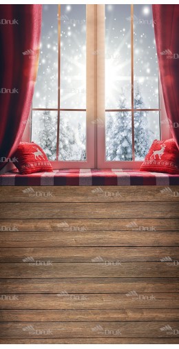 Tło fotograficzne S49 okna, Boże Narodzenie, deski